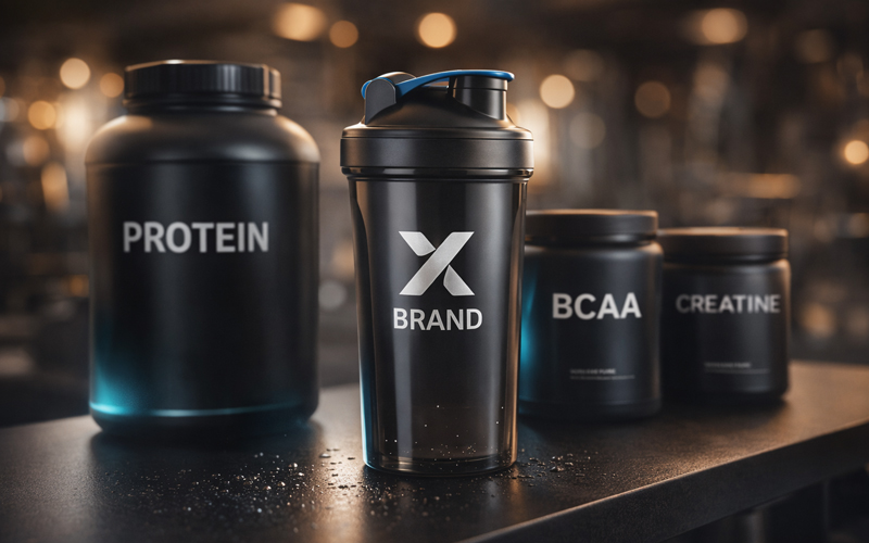 Supplement-Marke mit individuell bedruckten Shakern